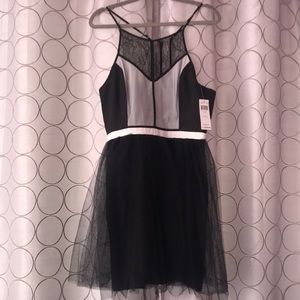 NEW BCBG Black and White Lace and Tulle Dress